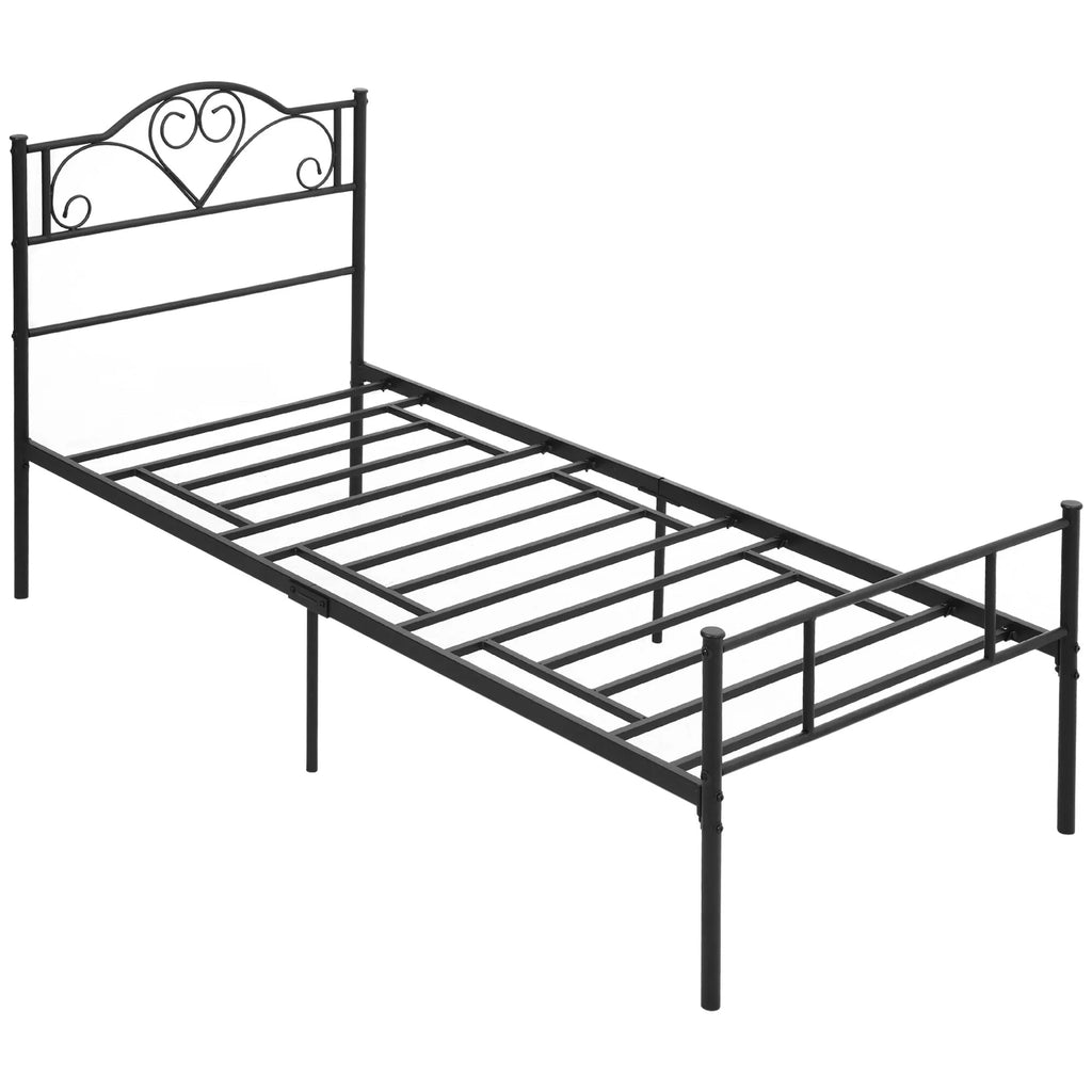 Viengulė lova 90x200 cm su grotelėmis, juoda