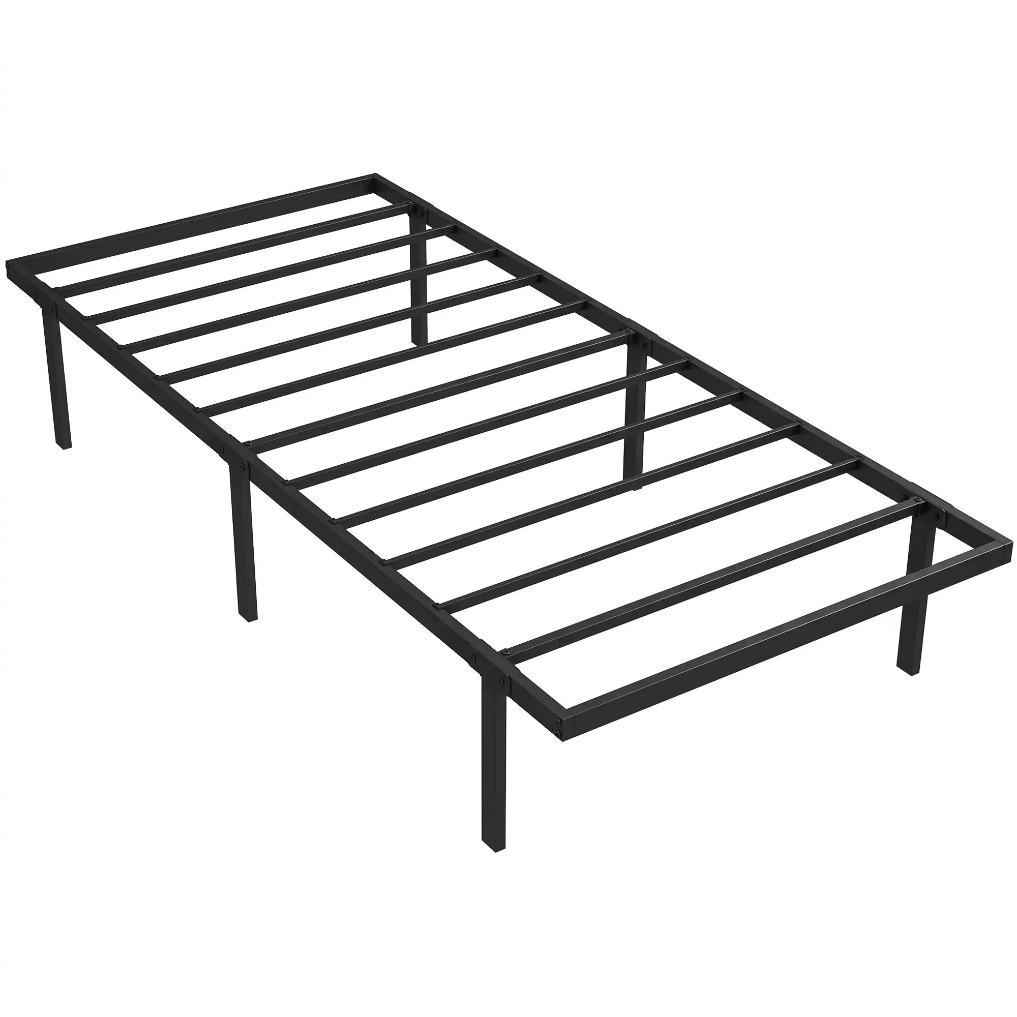 Viengulis lovos rėmas 90x200 cm su vieta daiktams, juodas