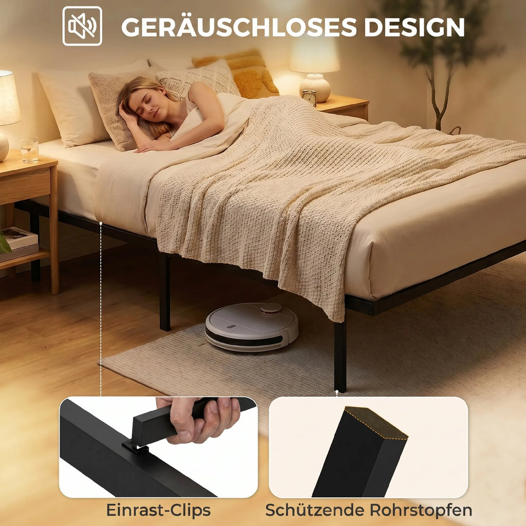 Viengulis lovos rėmas 90x200 cm su vieta daiktams, juodas
