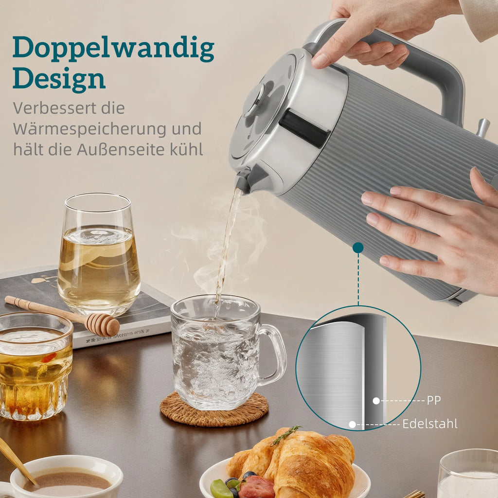 Virdulio ir skrudintuvo komplektas su greito virimo funkcija, 1,7 l, 4 riekelių, pilkas