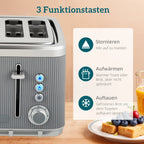 Virdulio ir skrudintuvo komplektas su greito virimo funkcija, 1,7 l, 4 riekelių, pilkas