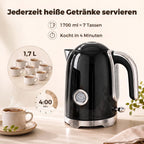 Virdulio ir skrudintuvo komplektas su termometru, 1,7 l, juodas