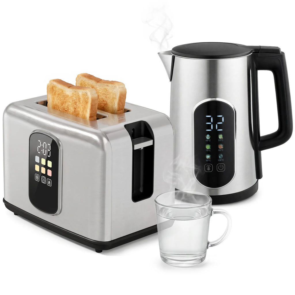 Virdulio ir skrudintuvo rinkinys, 1,5 l, 2200 W, LED jutiklinis ekranas, sidabrinis