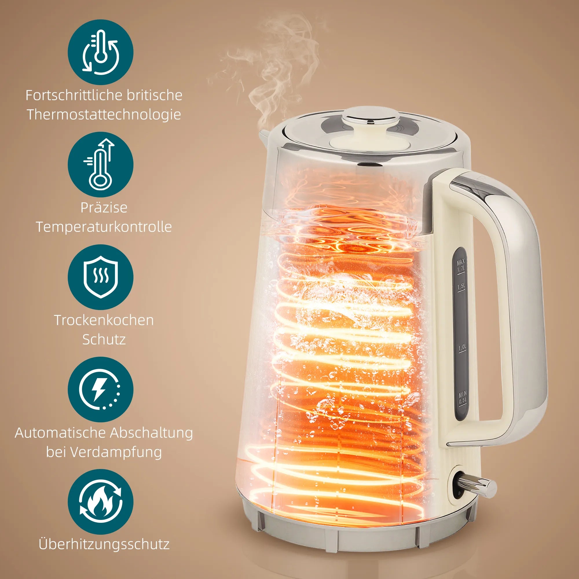 Virdulio ir skrudintuvo rinkinys 1,7 l, 2200 W, kreminės spalvos