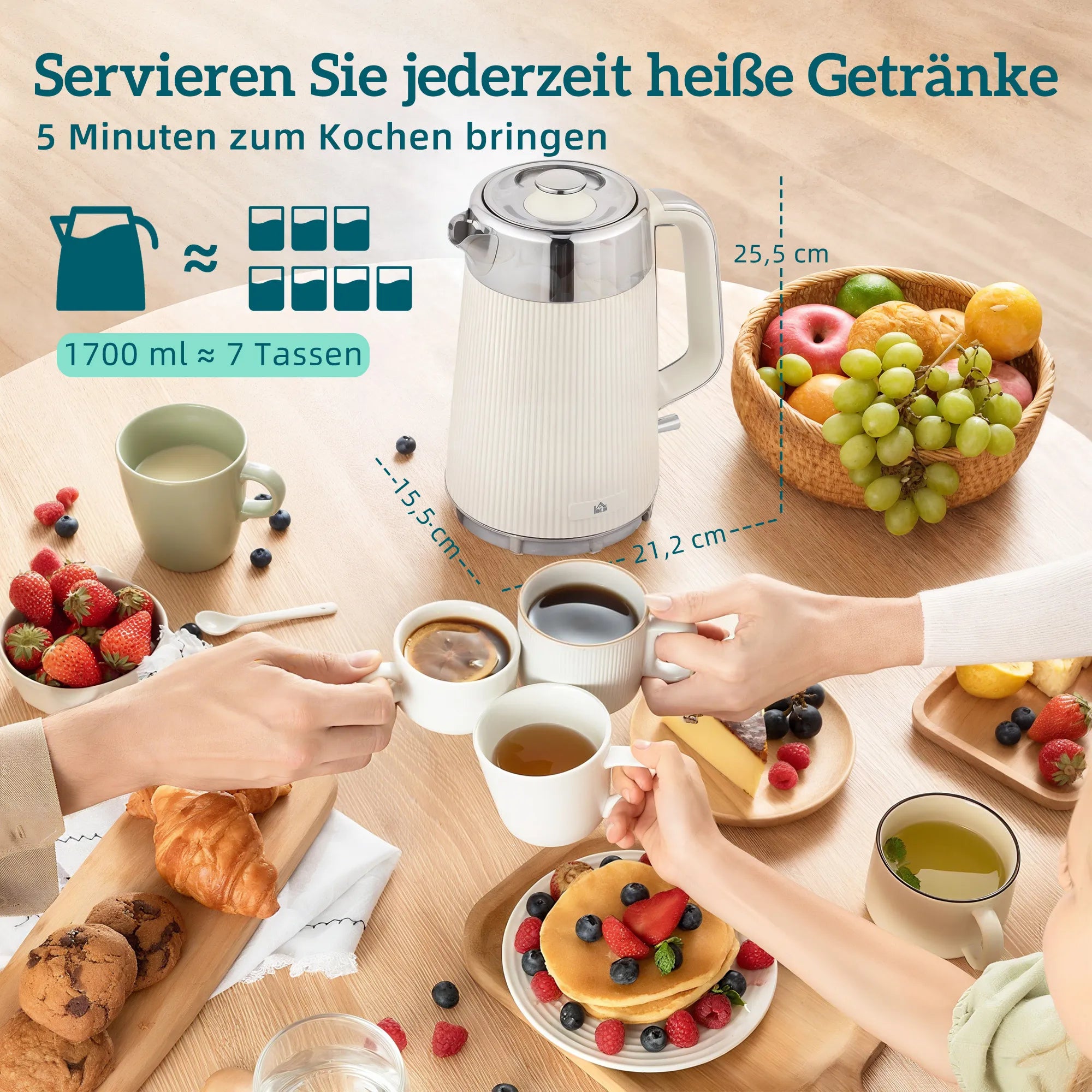 Virdulio ir skrudintuvo rinkinys 1,7 l, 2200 W, kreminės spalvos