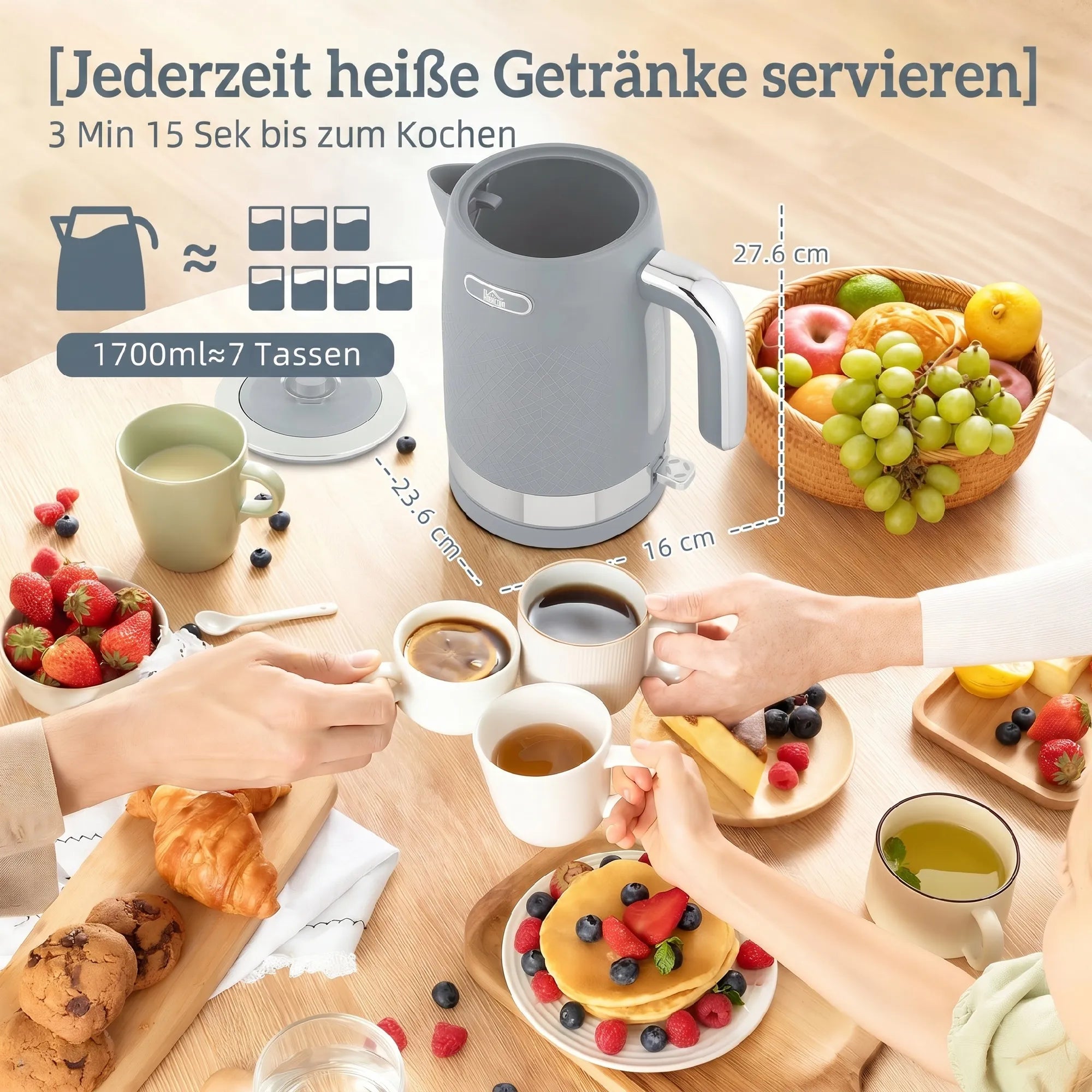 Virdulio ir skrudintuvo rinkinys, 1,7 l 2200 W, pilkas