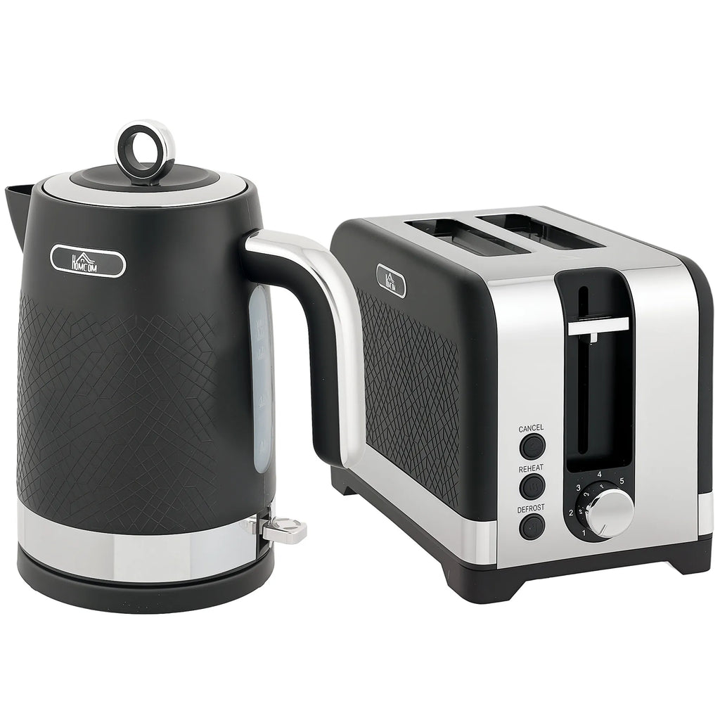 Virdulio ir skrudintuvo rinkinys, 1,7 l, 2200 W, su termostatu, 2 riekėms, juodas