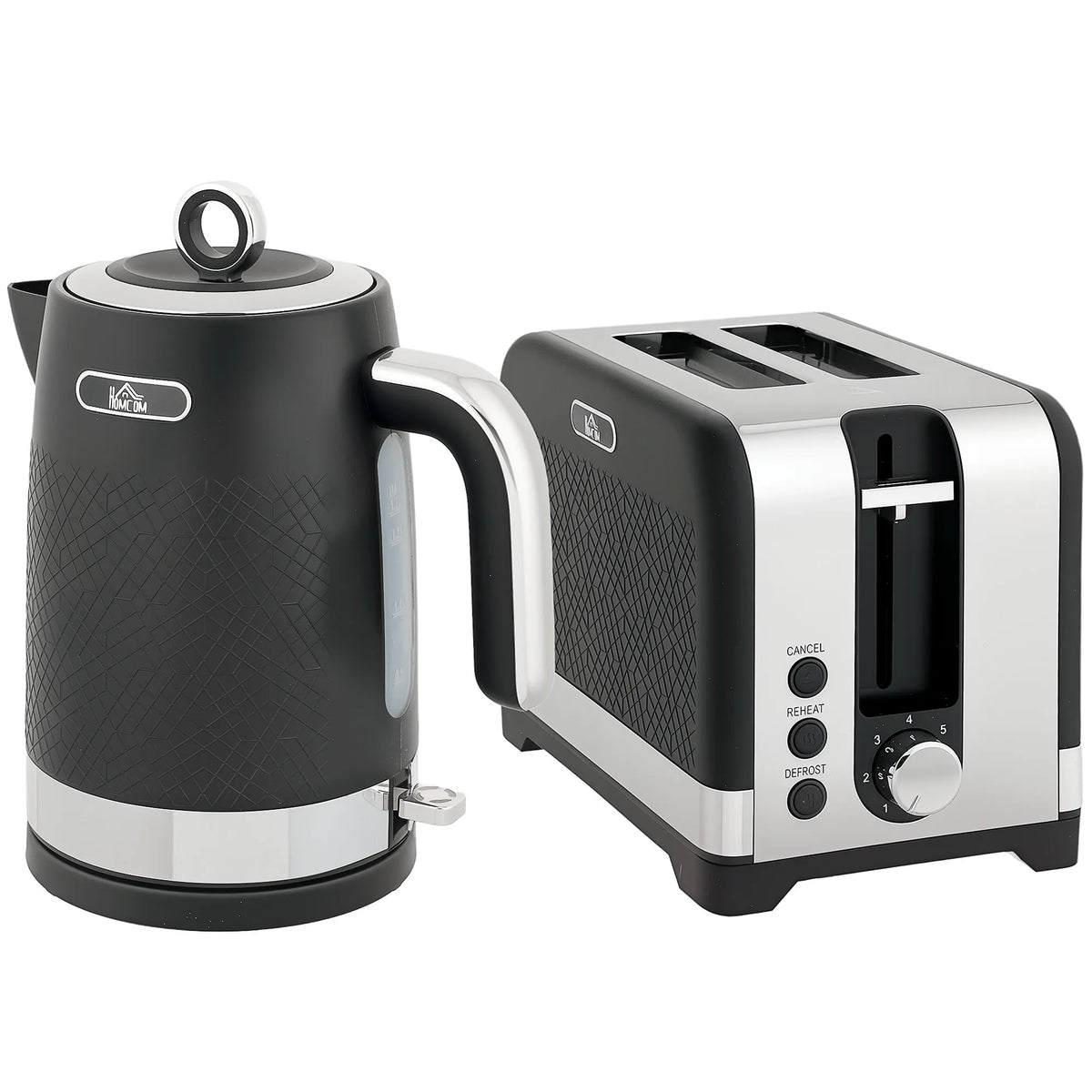Virdulio ir skrudintuvo rinkinys, 1,7 l, 2200 W, su termostatu, 2 riekėms, juodas