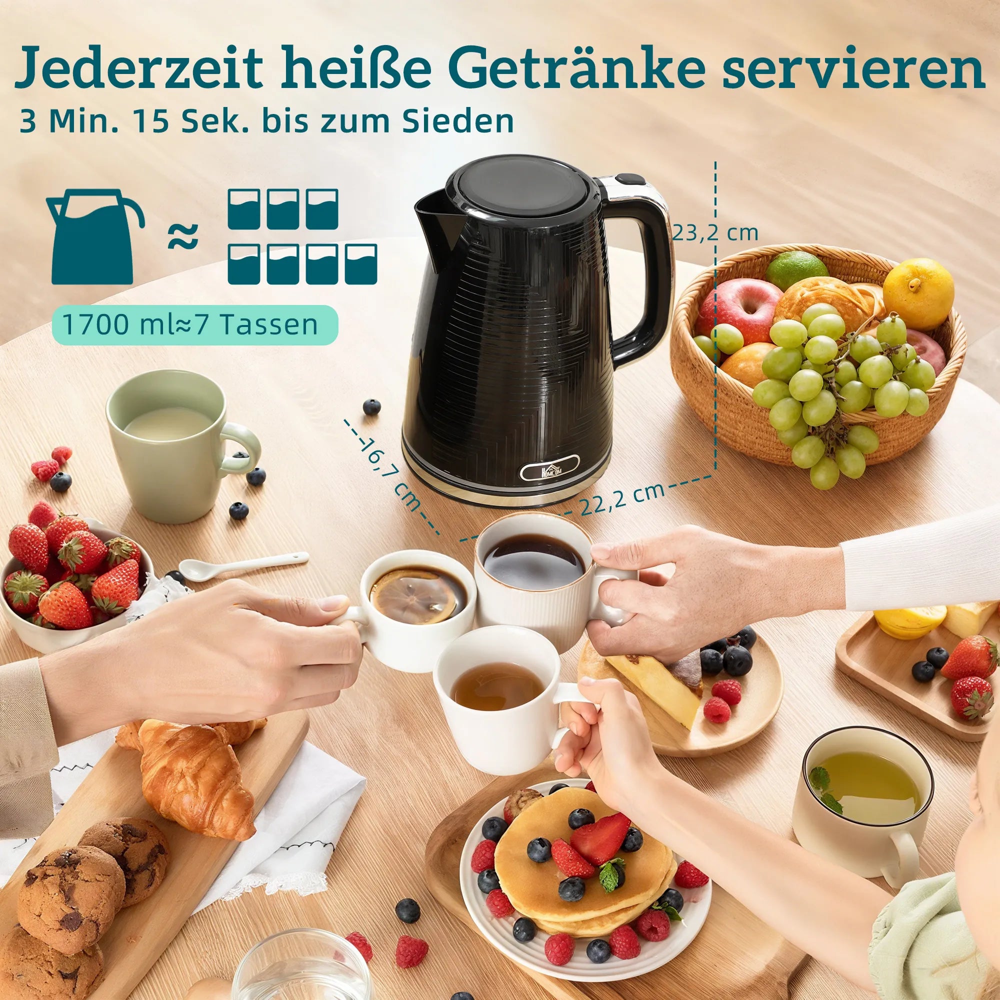 Virdulio ir skrudintuvo rinkinys, 1,7 l, juodas