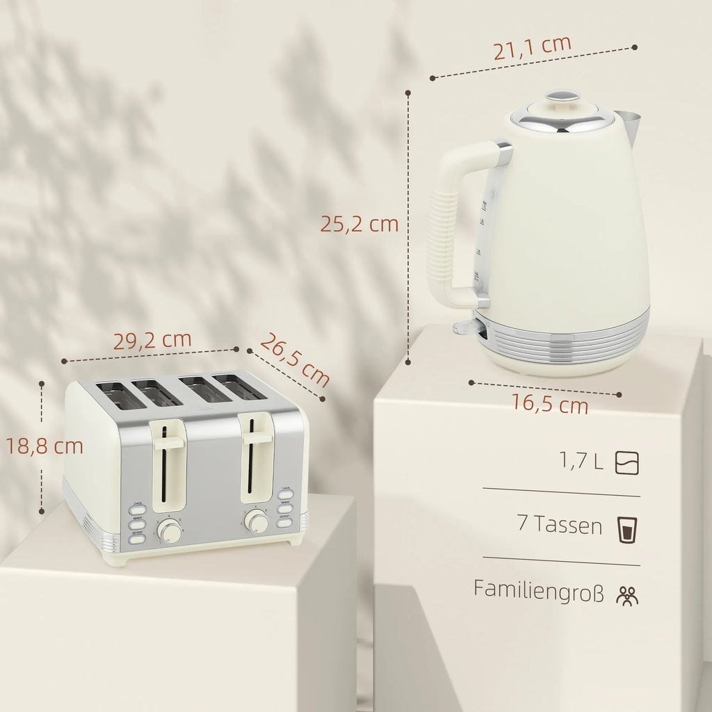 Virdulio ir skrudintuvo rinkinys, 1,7 l, kreminės spalvos