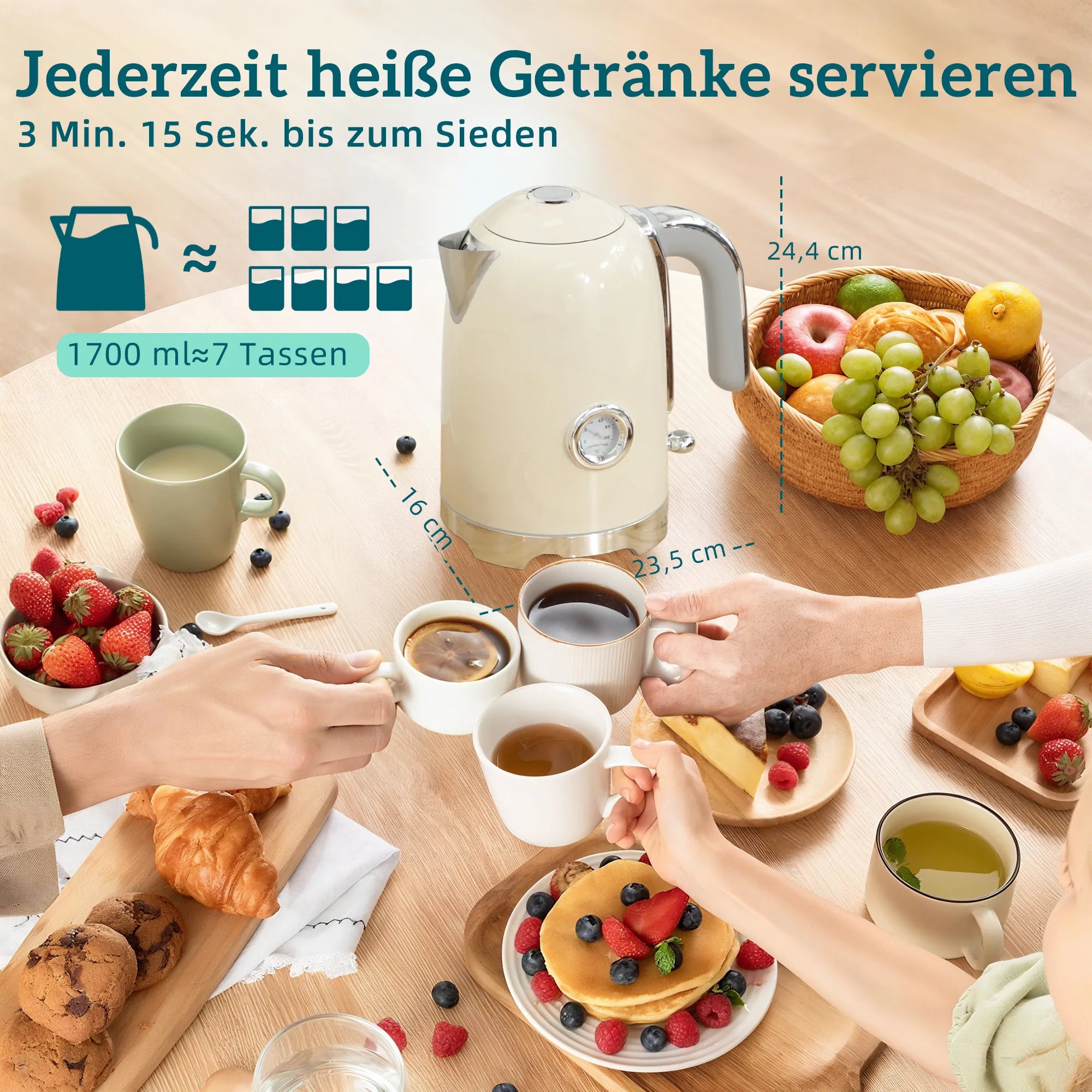 Virdulio ir skrudintuvo rinkinys, 1,7 l, kreminės spalvos