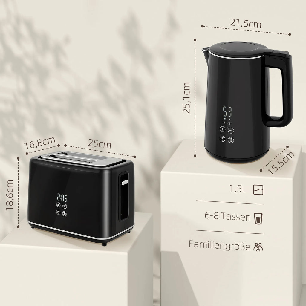 Virdulio ir skrudintuvo rinkinys, su temperatūros reguliavimu, 1,5 l, juodos spalvos