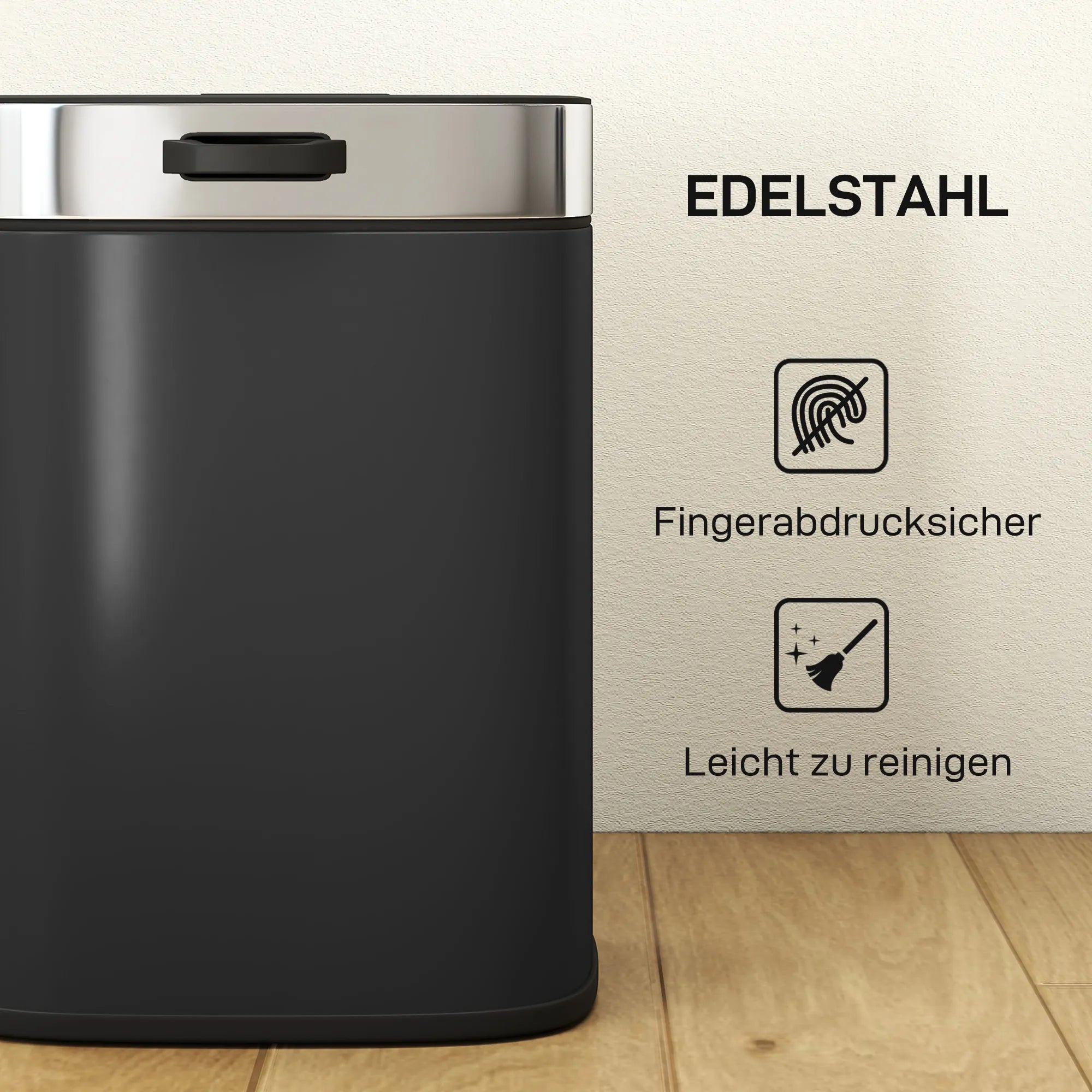 Virtuvės šiukšliadėžė 5 l, su dangčiu, juoda