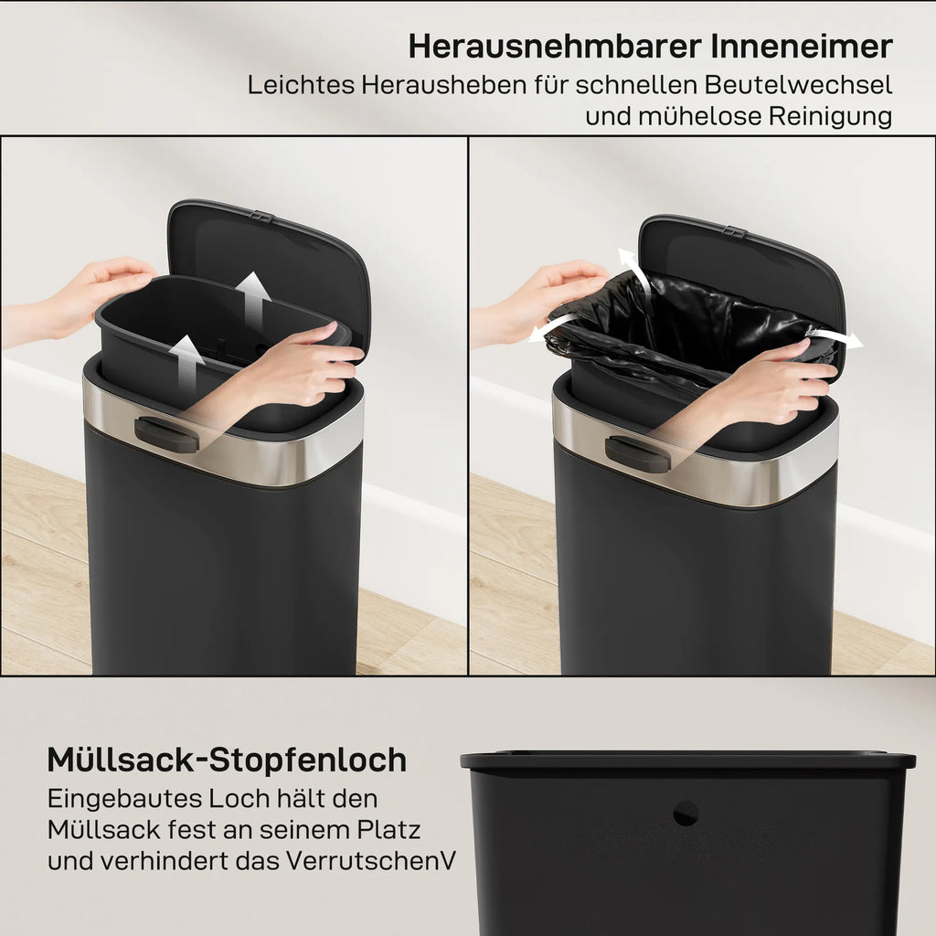 Virtuvės šiukšliadėžė 5 l, su dangčiu, juoda