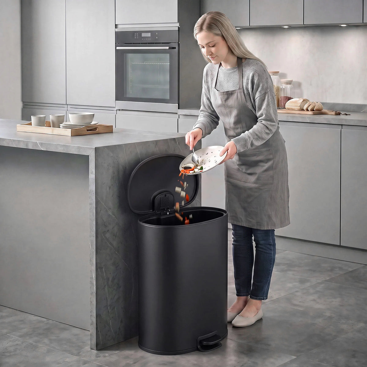 Virtuvės šiukšliadėžė su pedalu, 40 l, švelniai užsidarančiu dangčiu