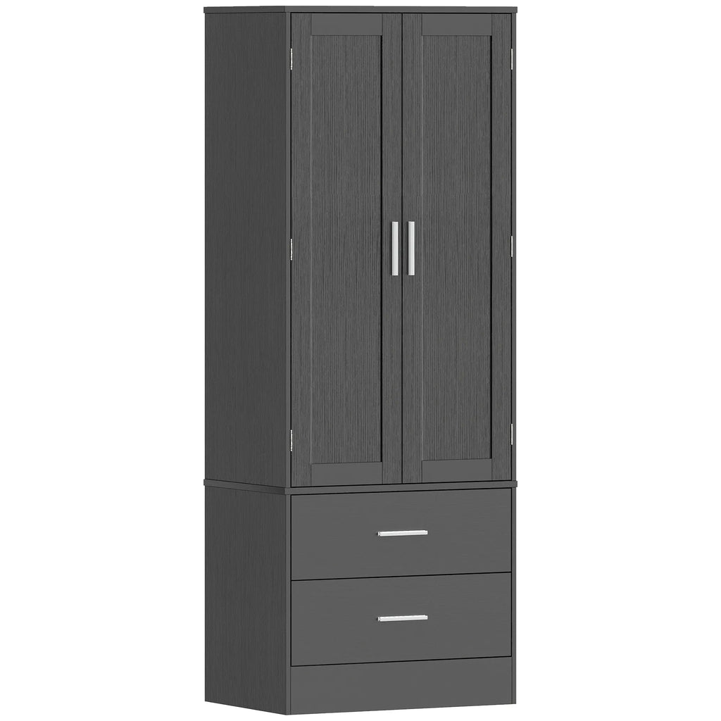 Virtuvės spintelė su 8 lentynėlėmis durelėse ir reguliuojamomis lentynomis, 159 cm, juoda