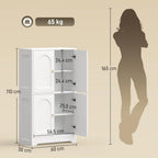 Spintelės matmenų schema centimetrais palyginus su 165 cm ūgio žmogaus siluetu