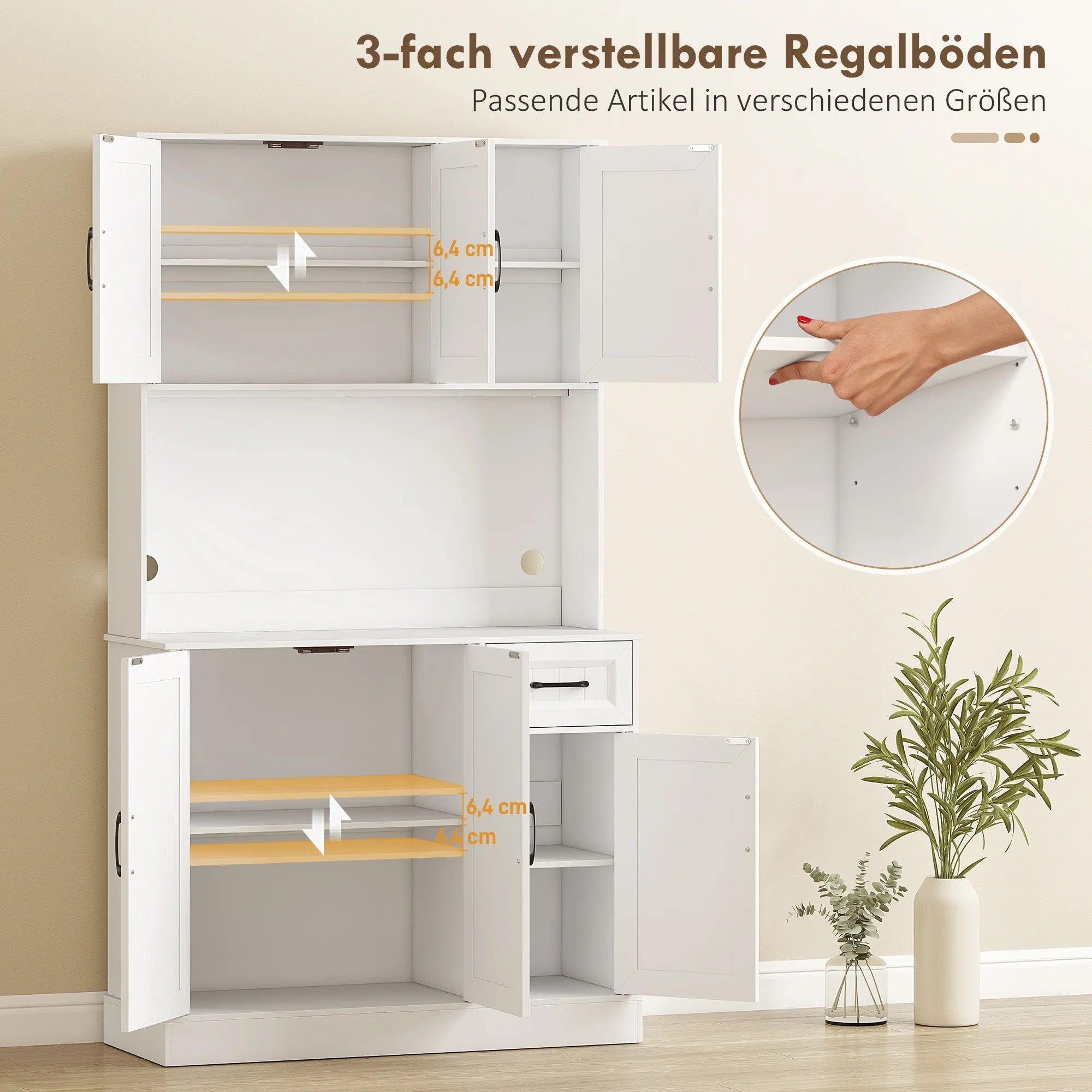 Virtuvės spintelė su stalčiumi ir darbo paviršiumi, 180,5 cm, balta