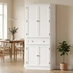 Virtuvinė spintelė su stalčiumi ir reguliuojamomis lentynomis 80 x 39,5 x 186,4 cm balta