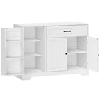 Balta virtuvinė spintelė su atvertomis durimis, stalčiumi ir reguliuojamomis lentynomis
