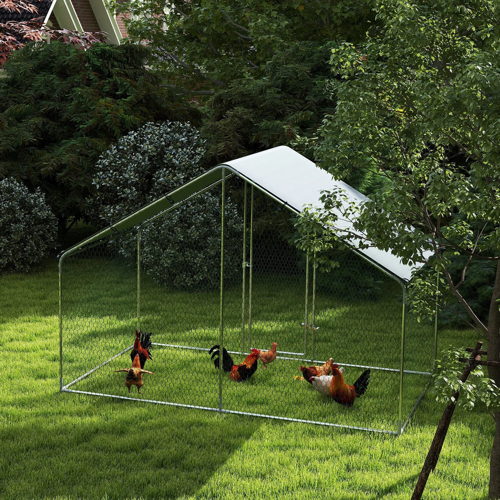 Vištidė 5–8 vištoms, stogo danga, užrakinamos durys, plieninis rėmas, 5,1 m², 3 x 1,7 x 1,9 m