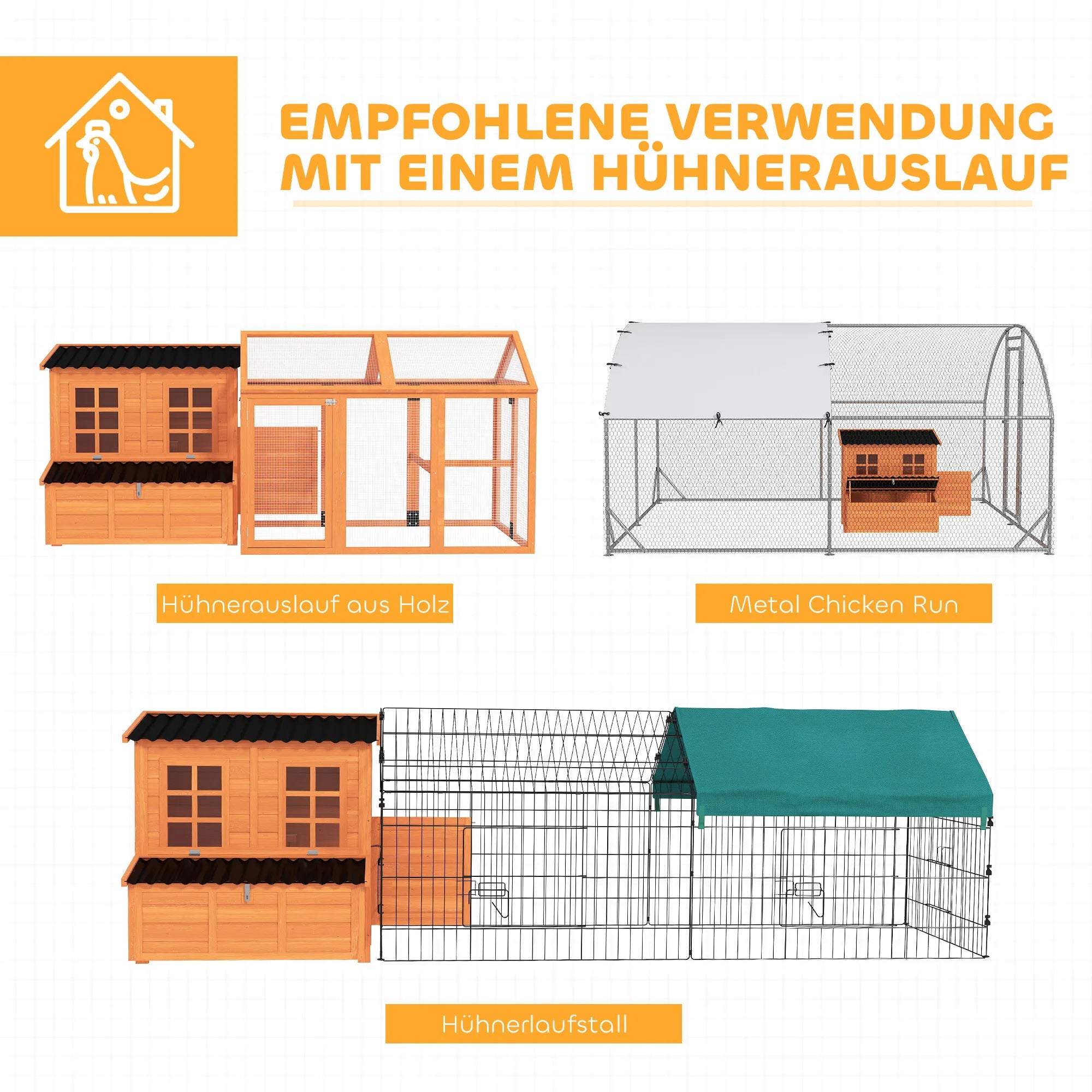 Vištidė su lizdų dėže 100 x 86 x 100 cm, oranžinė