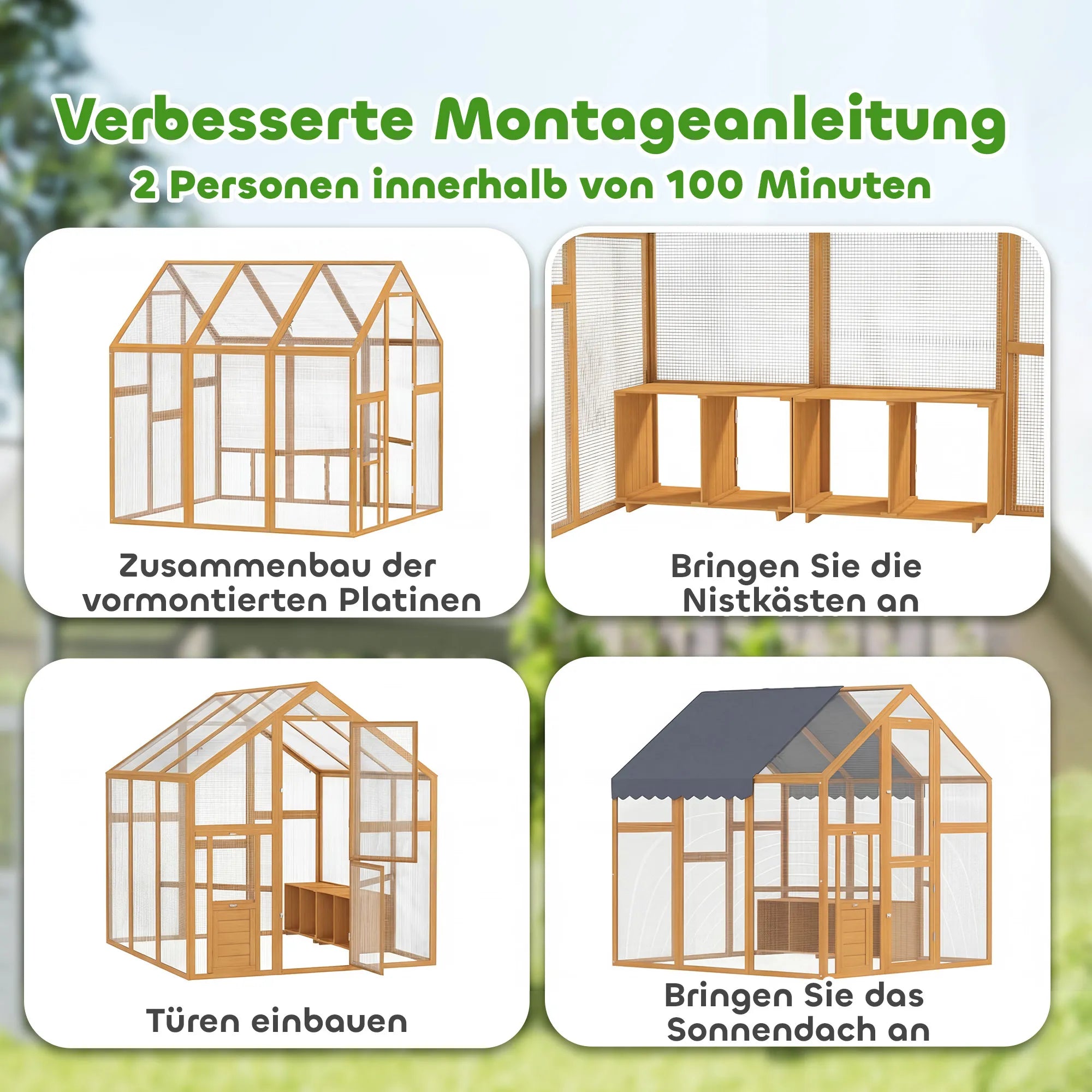 Vištų aptvaras 3,07 m² 6-8 vištoms, geltona 1,7 x 1,8 x 1,8 m