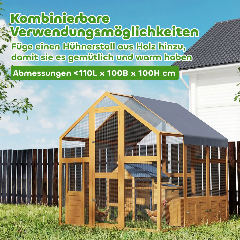 Vištų aptvaras 3,07 m² 6-8 vištoms, geltona 1,7 x 1,8 x 1,8 m