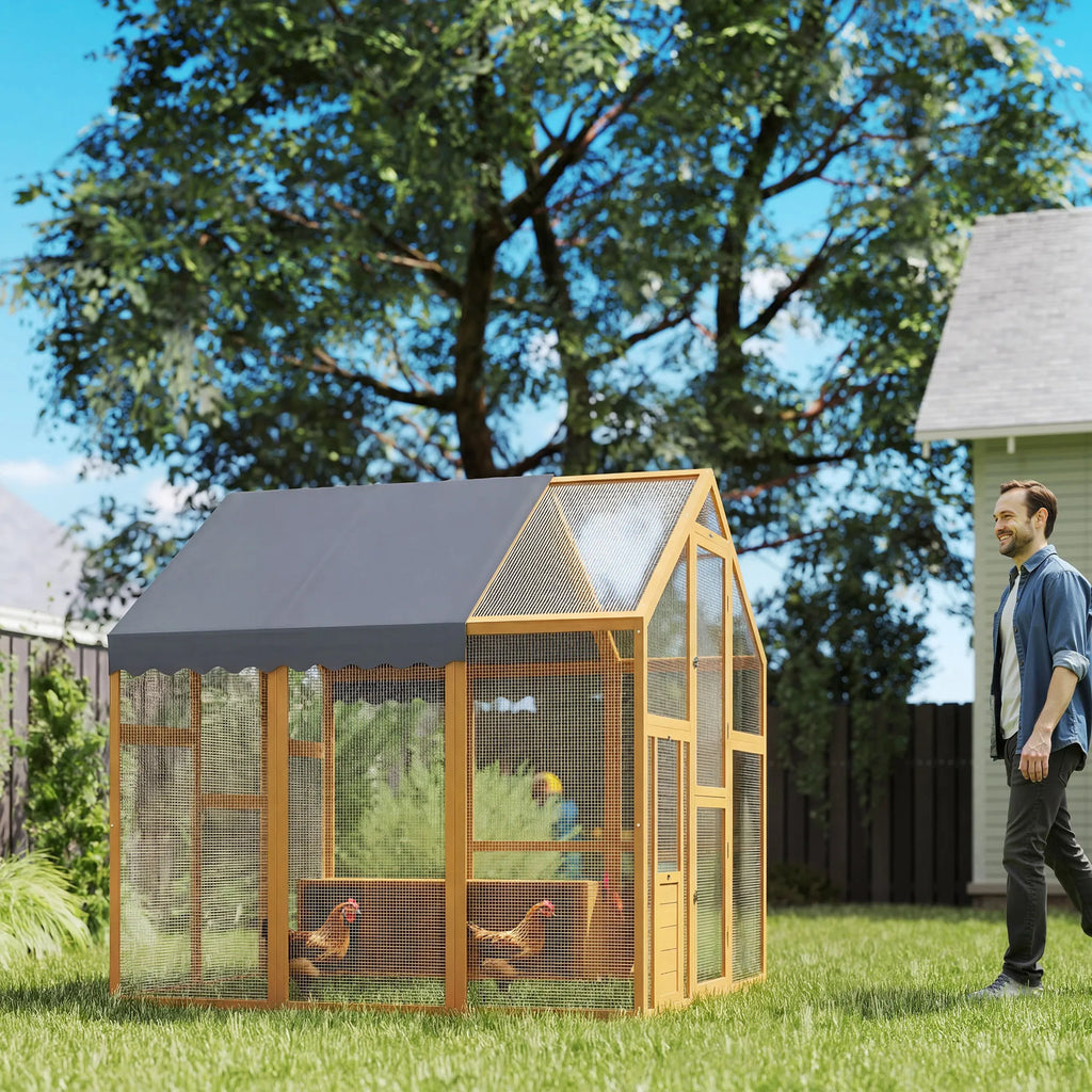 Vištų aptvaras 3,07 m² 6-8 vištoms, geltona 1,7 x 1,8 x 1,8 m