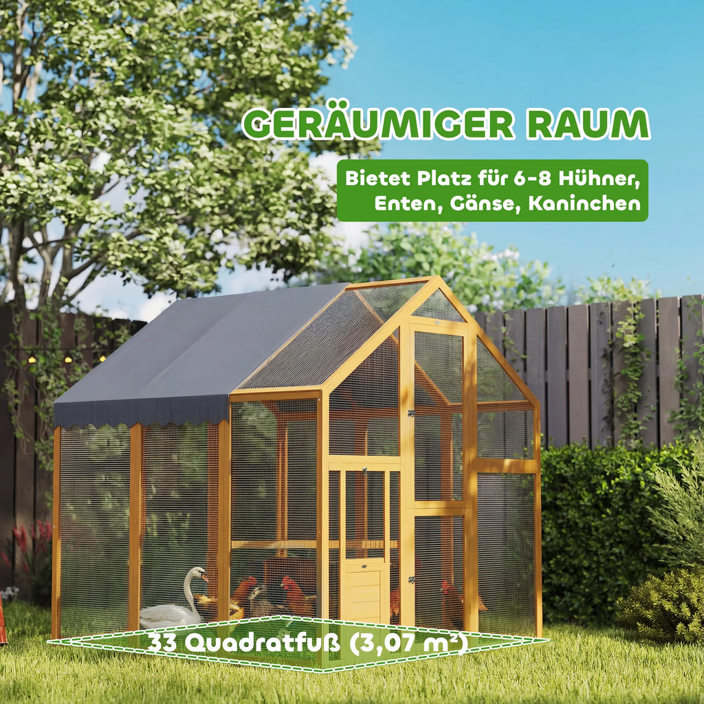 Vištų aptvaras 3,07 m² 6-8 vištoms, geltona 1,7 x 1,8 x 1,8 m