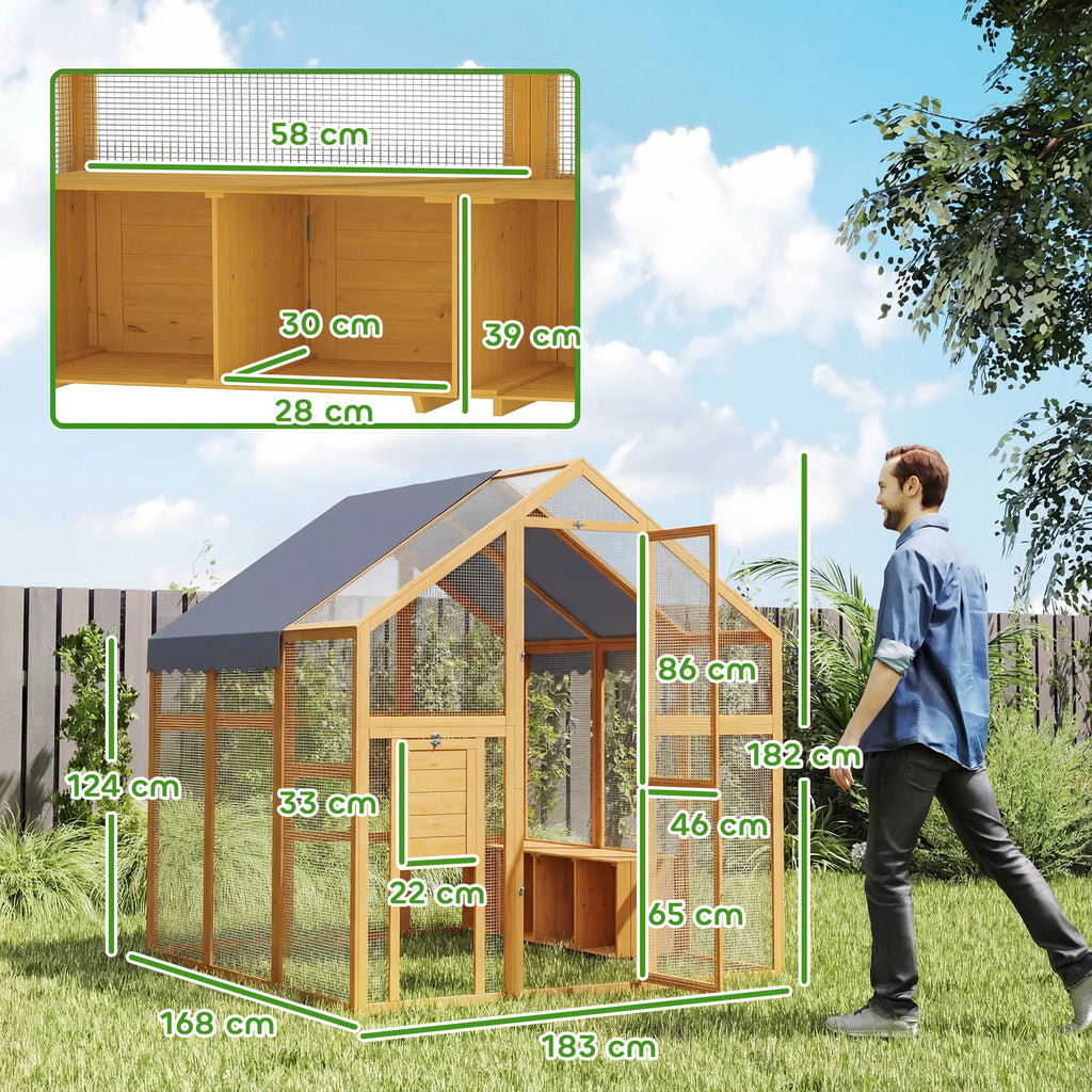 Vištų aptvaras 3,07 m² 6-8 vištoms, geltona 1,7 x 1,8 x 1,8 m