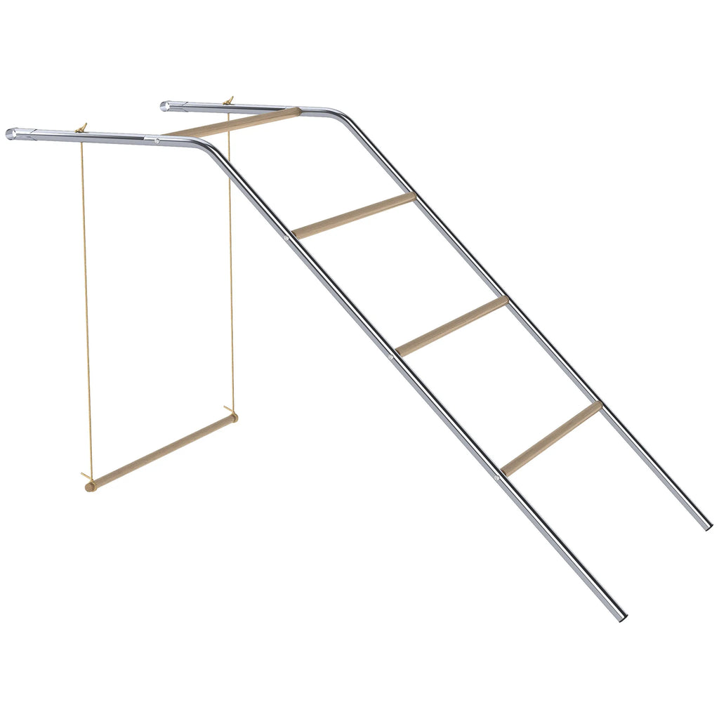 Vištų žaidimų aikštelė su laktomis ir sūpynėmis, 82 x 150 x 110 cm, sidabrinė