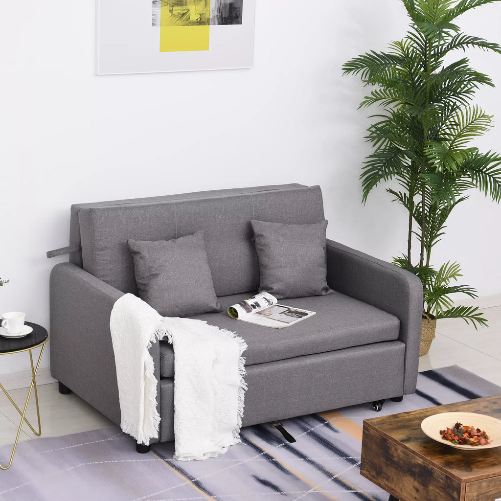 Dvivietė miegamoji sofa su daiktadėže, lengvai transformuojama, lankstus dizainas, pilka