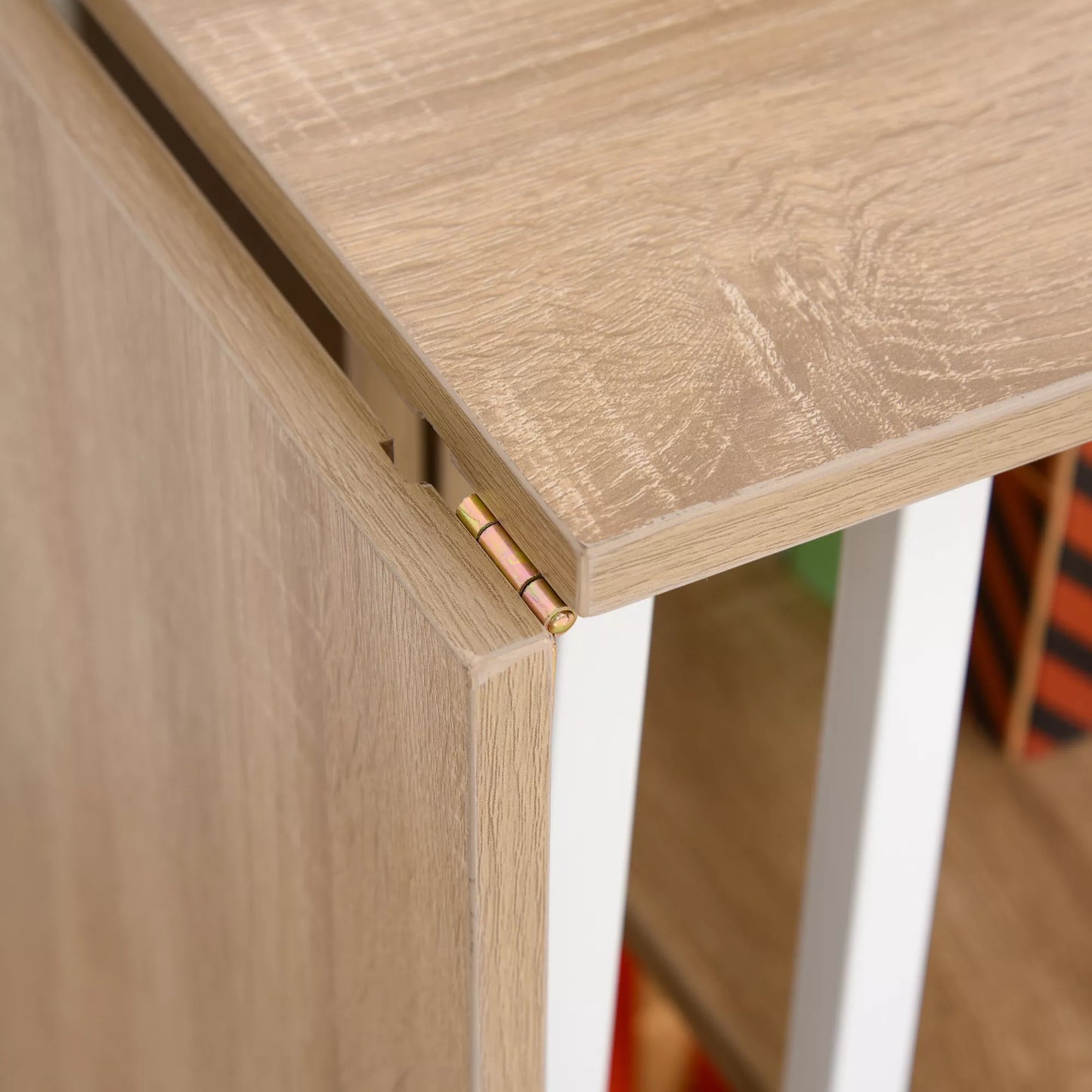 Sulankstomas stalas, rašomasis stalas, pagalbinis stalas, biuro stalas, mobilus kompiuterio stalas su ratukais, MDF natūralus, 107 x 55 x 76 cm