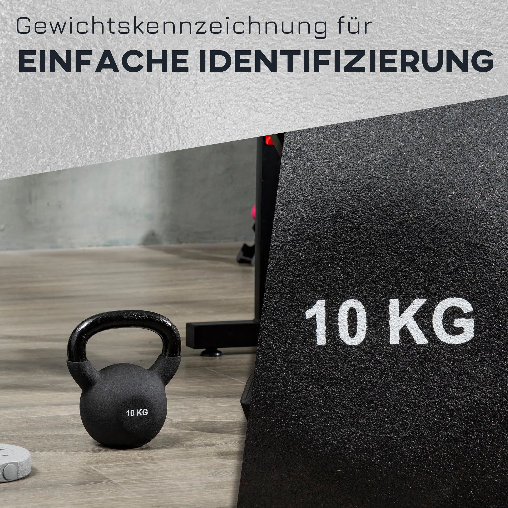 Svarstis (Kettlebell), 10 kg, su plastiko danga, plienas, juodas, 19 x 12 x 22 cm