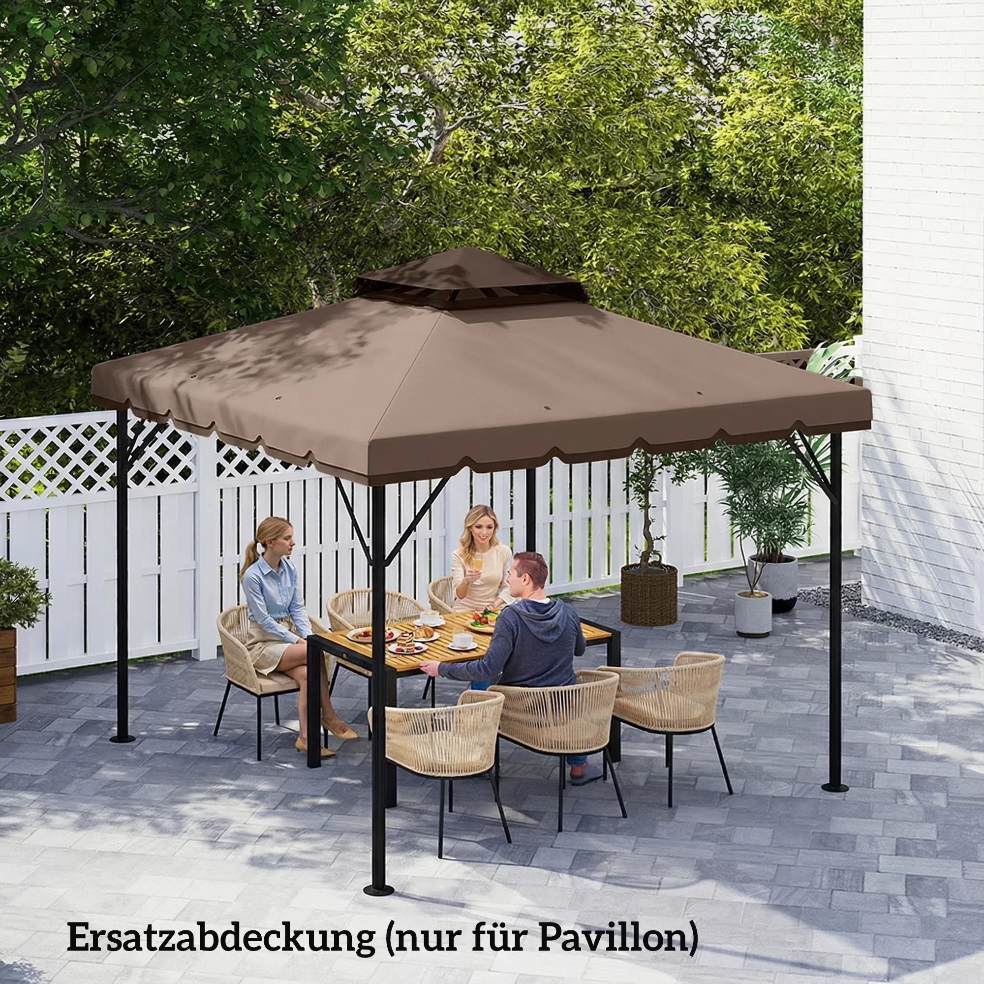 Pavilion 3x3m pakaitinis stogas Vandeniui atsparus paviljono stogas su dvigubu stogu ir vandens nutekėjimo angomis Chaki