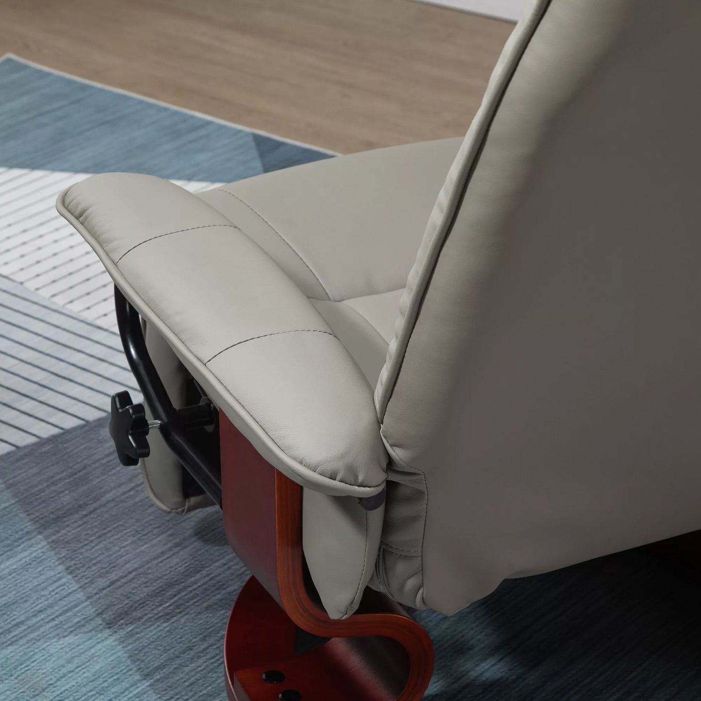 Relaksacinis krėslas, televizinis krėslas, atlošiamas krėslas, dirbtinė oda, 360° pasukamas, 145° atlošiamas, pilkas, 78 x 87 x 100 cm