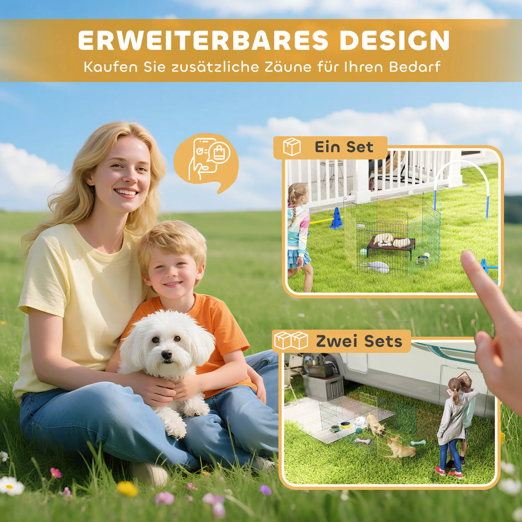 Voljeras gyvūnams PawHut, 6 elementai, Ø120x60 cm, spalvotas