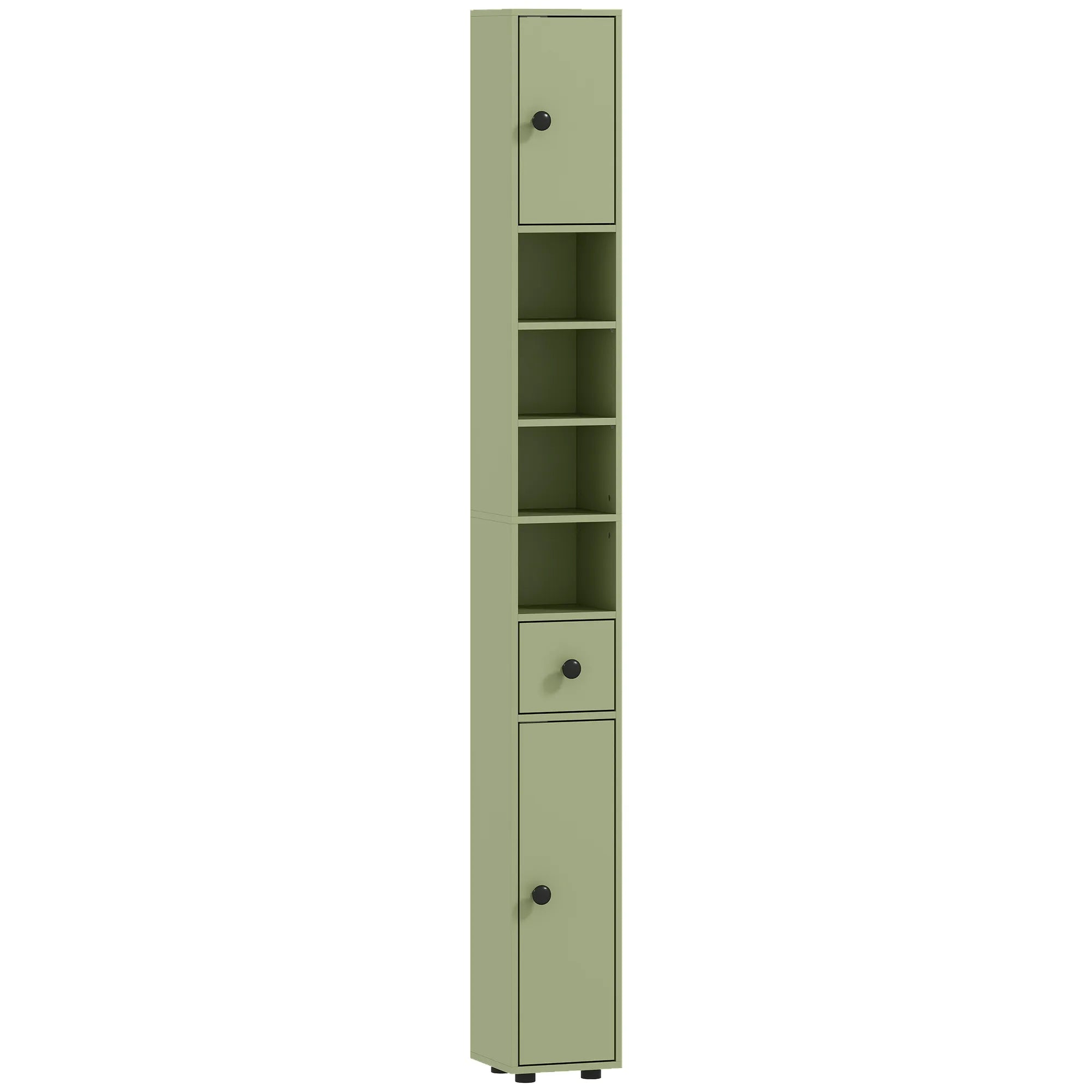 Vonios spintelė aukšta su stalčiumi ir 4 lentynomis 20 x 20 x 180 cm žalia