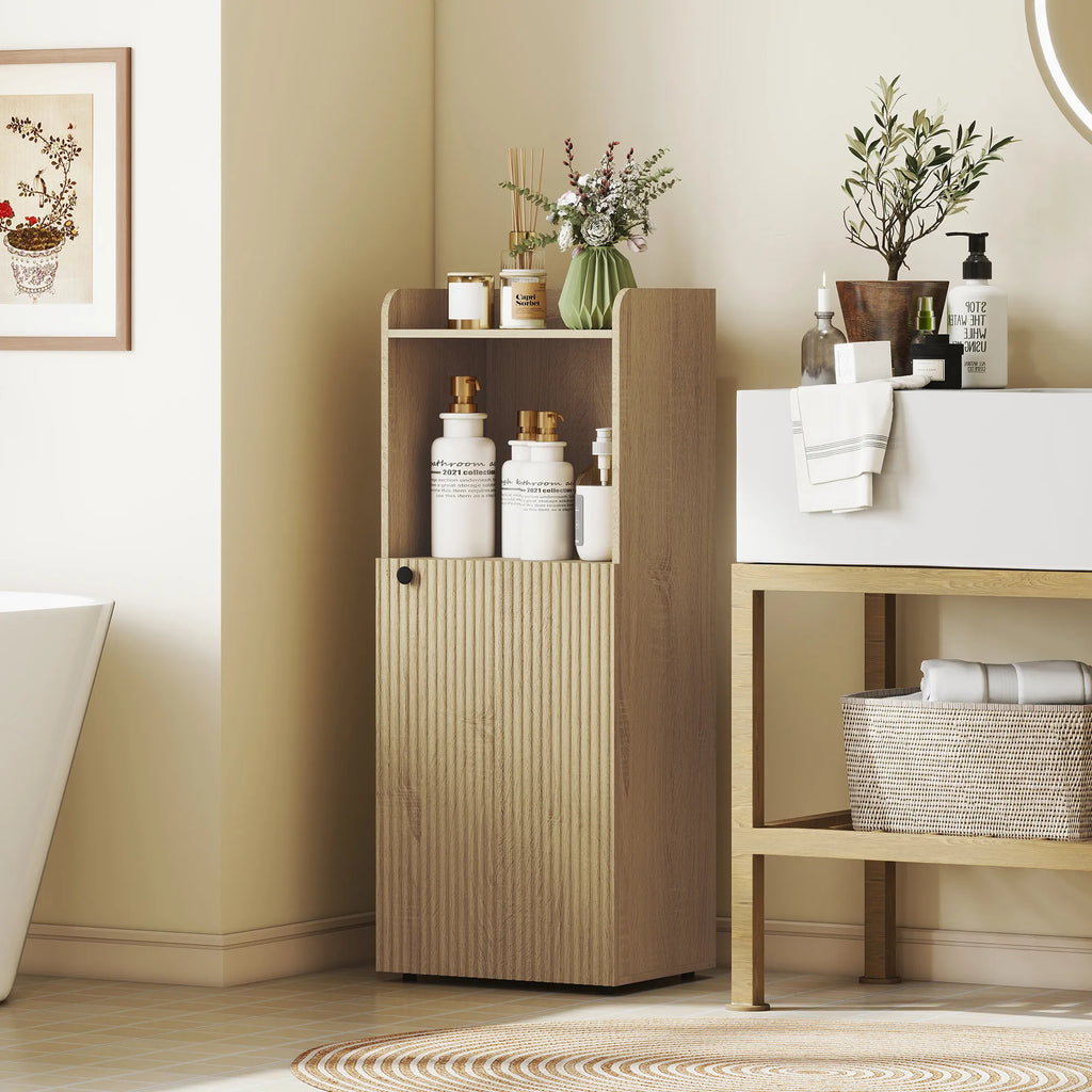 Vonios spintelė su reguliuojama lentyna, 40 × 31 × 104 cm, ąžuolo spalvos