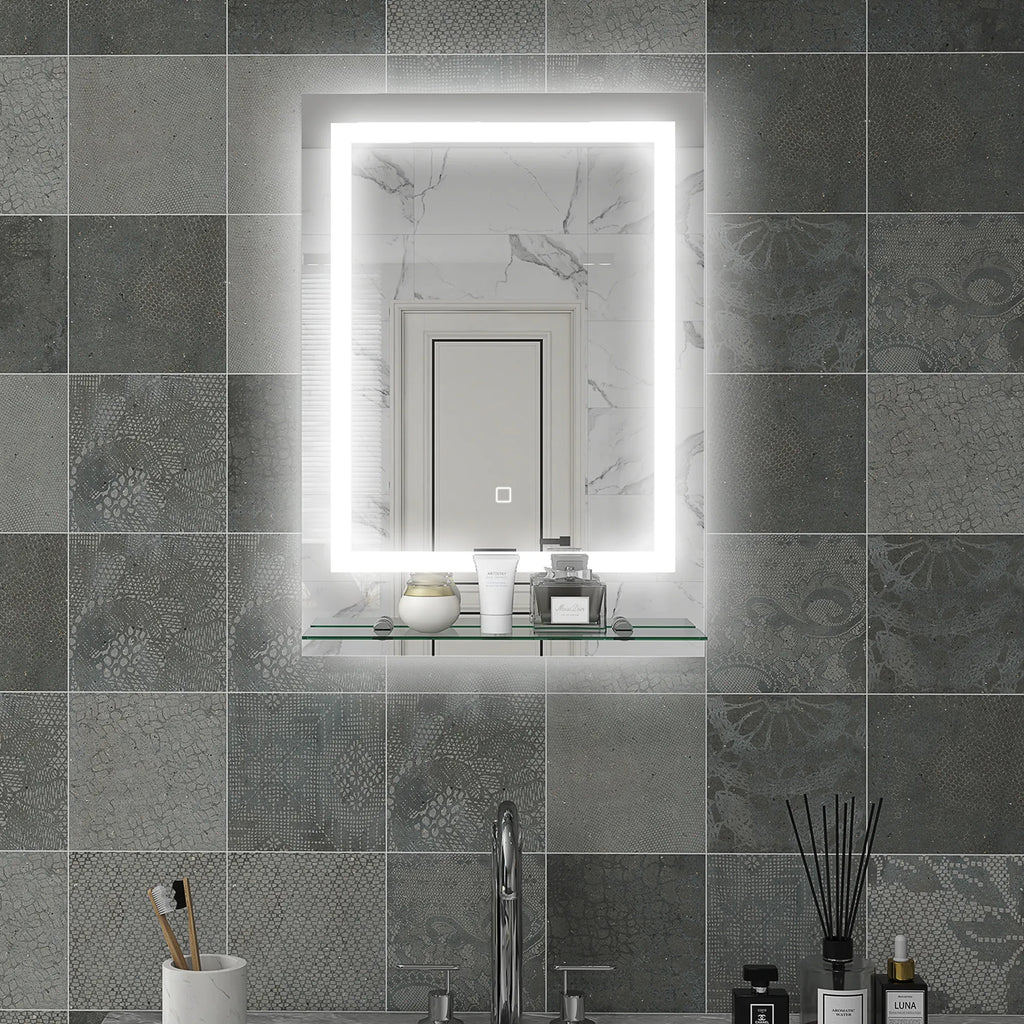 Vonios veidrodis su LED apšvietimu, 3 šviesos spalvos, apsauga nuo rasos, laidinis, 70 x 50 cm