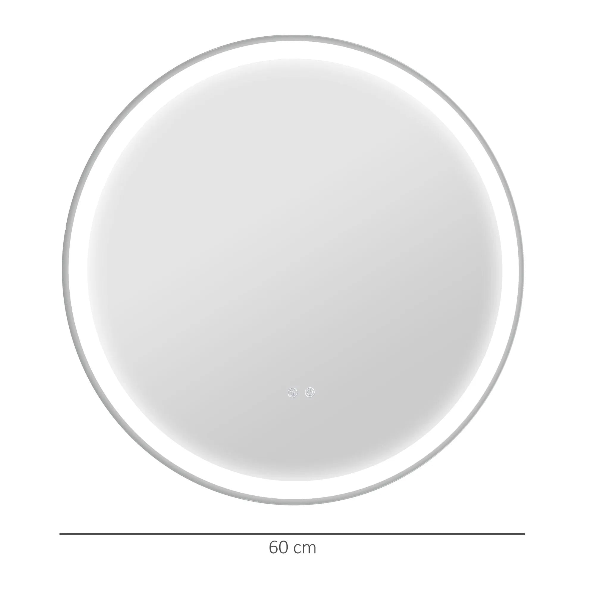 Vonios veidrodis su LED apšvietimu, lietimui jautrus, 60 cm, sidabrinis