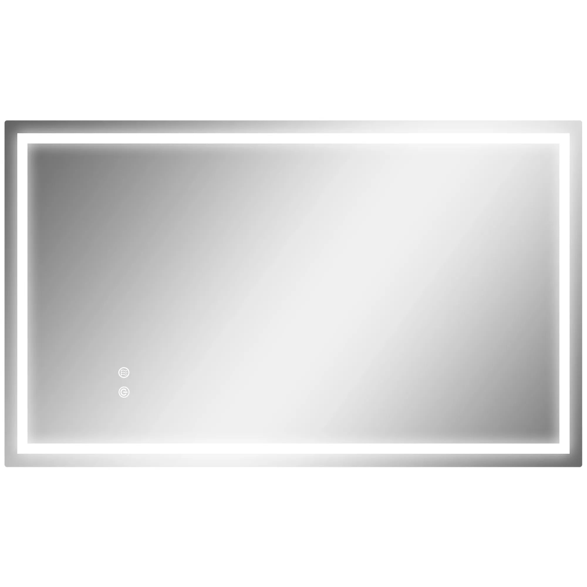 Vonios veidrodis su LED apšvietimu, reguliuojamu ryškumu ir rasojimo funkcija, 100 x 60 cm, sidabrinis