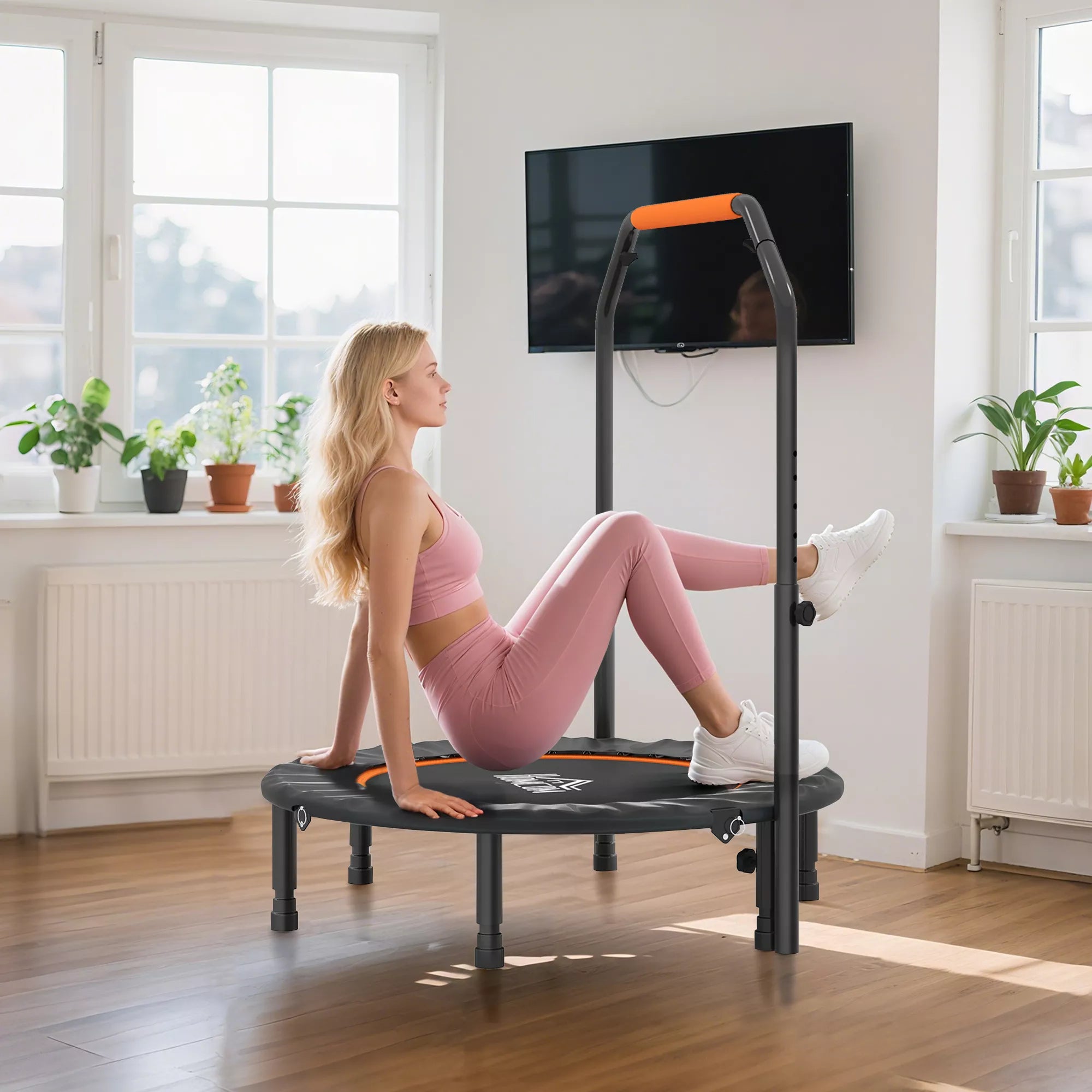 Fitneso batutas, sulankstomas, reguliuojamas laikiklis, Ø102 x 123H cm, iki 150 kg, juodas