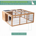 Smulkiajam gyvūnėliui skirtas narvelis su lauko aptvaru, atidaromu stogu, atsparus oro sąlygoms, 123 cm x 120 cm x 52 cm, rudas