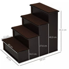 Schema su gyvūnų laiptų matmenimis: aukštis 54,2 cm, plotis 40 cm, gylis 59 cm