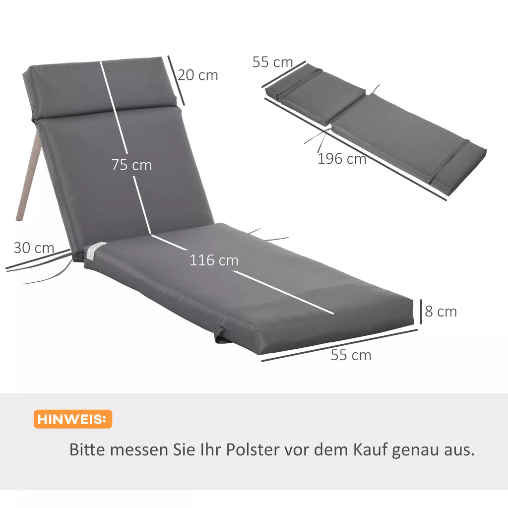 Schema su pagalvės matmenimis: 196 × 55 cm, storis 8 cm