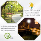 Infografika apie automatinį įsijungimą sutemus ir baterijos taupymo režimą