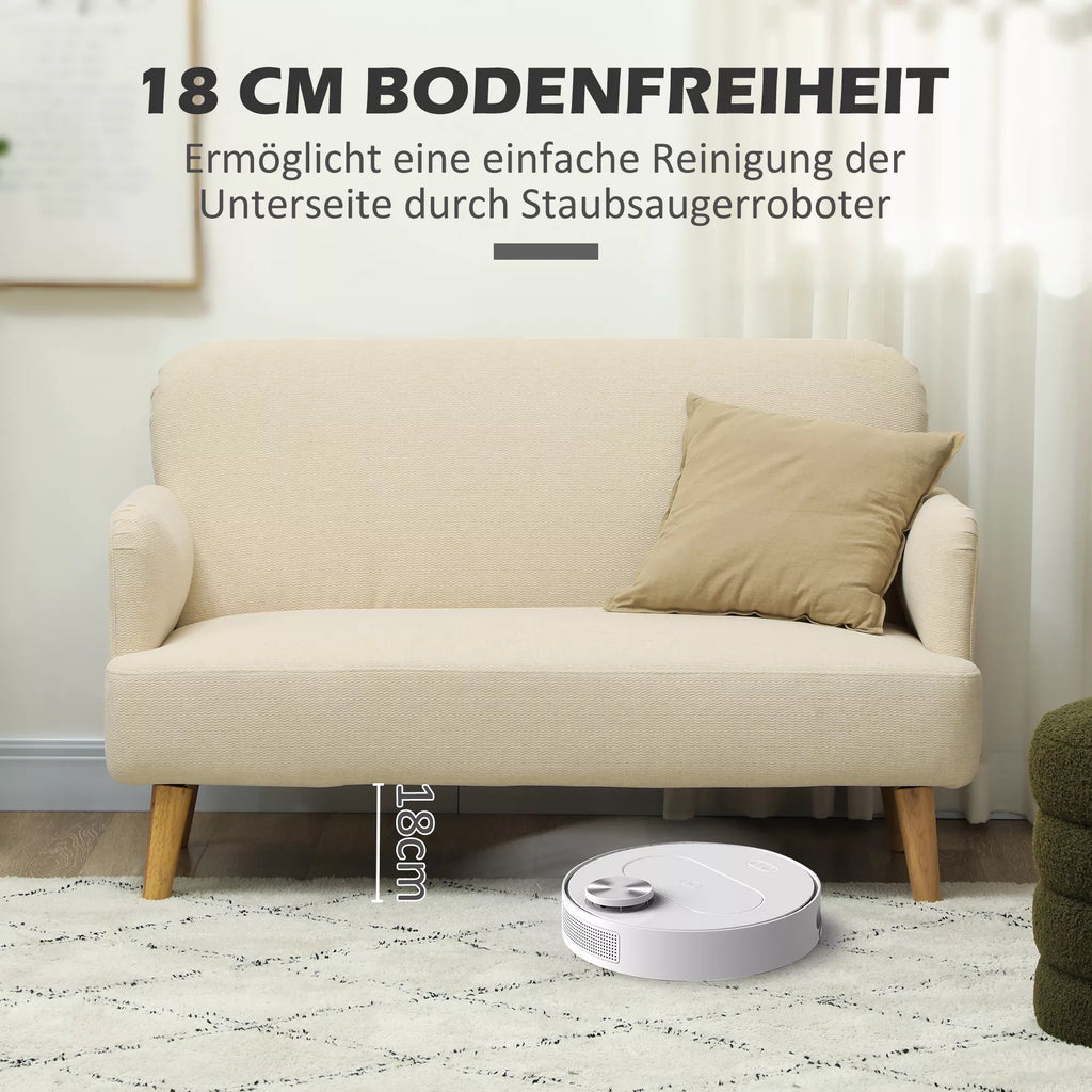 Dvivietė sofa, kompaktiška, odai draugiškas apmušalas, iki 240 kg, 130x74x79 cm, kreminė balta