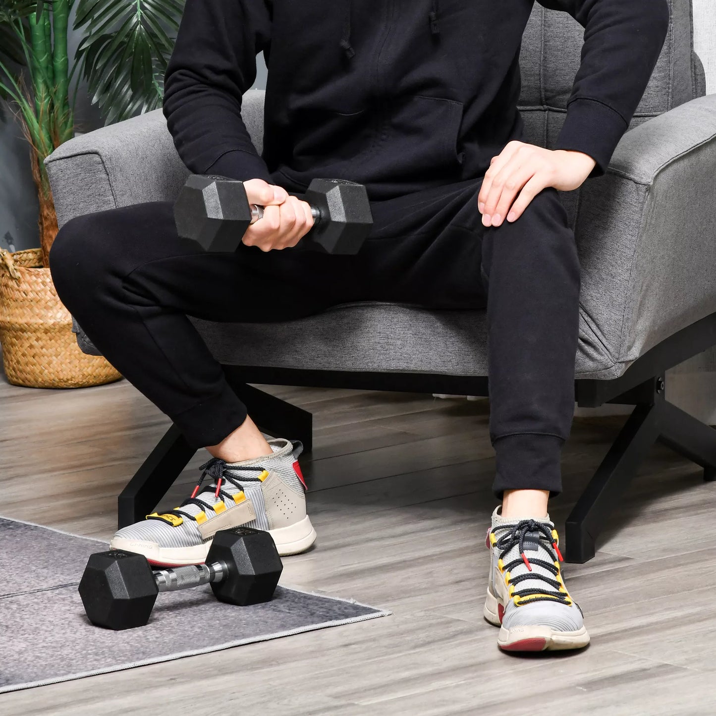 Šešiakampės hantelės, 2 vnt. rinkinys su rifliuota rankena, ketaus hantelių komplektas, 2 x 5 kg, hanteliai vyrams ir moterims, namams, sporto salei, jėgos treniruotėms